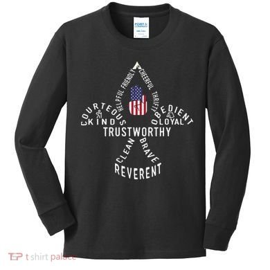 America Flag Scouting law Kids Long Sleeve Shirt