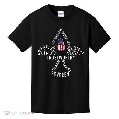 America Flag Scouting law Kids T-Shirt
