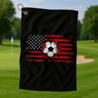 American Flag Soccer Apparel Soccer Golf Towel thumb 1