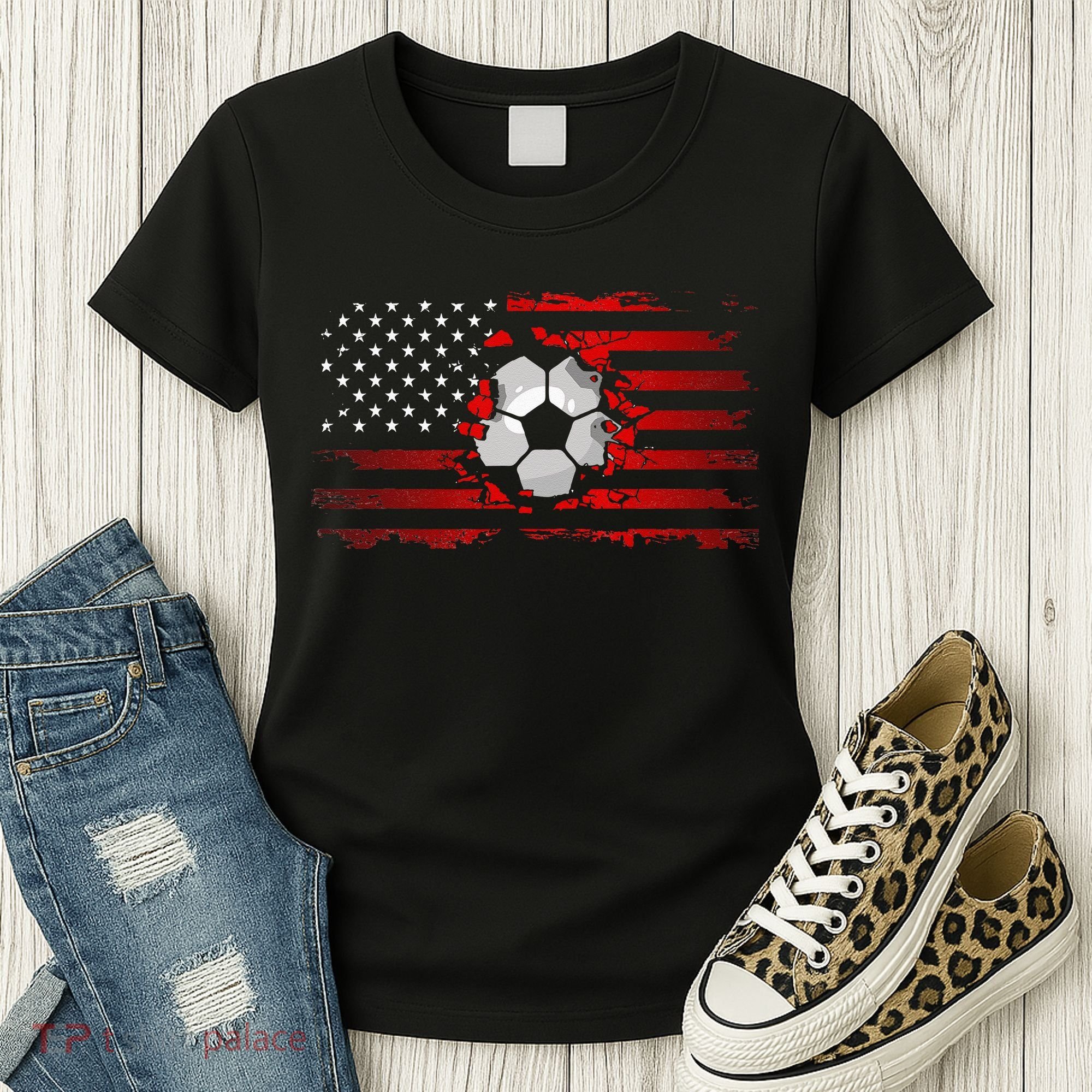 American Flag Soccer Apparel Soccer Women's T-Shirt