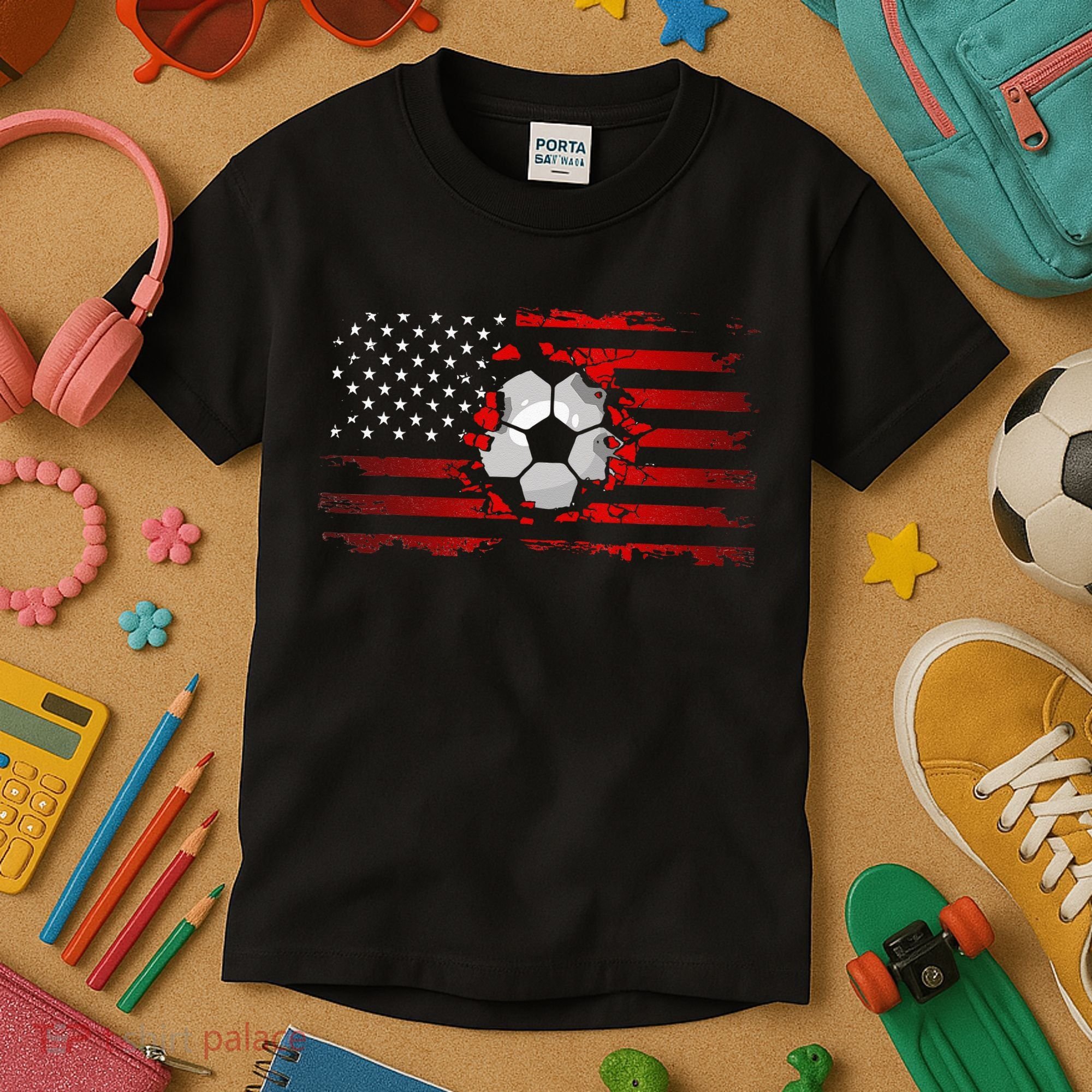 American Flag Soccer Apparel Soccer Kids T-Shirt