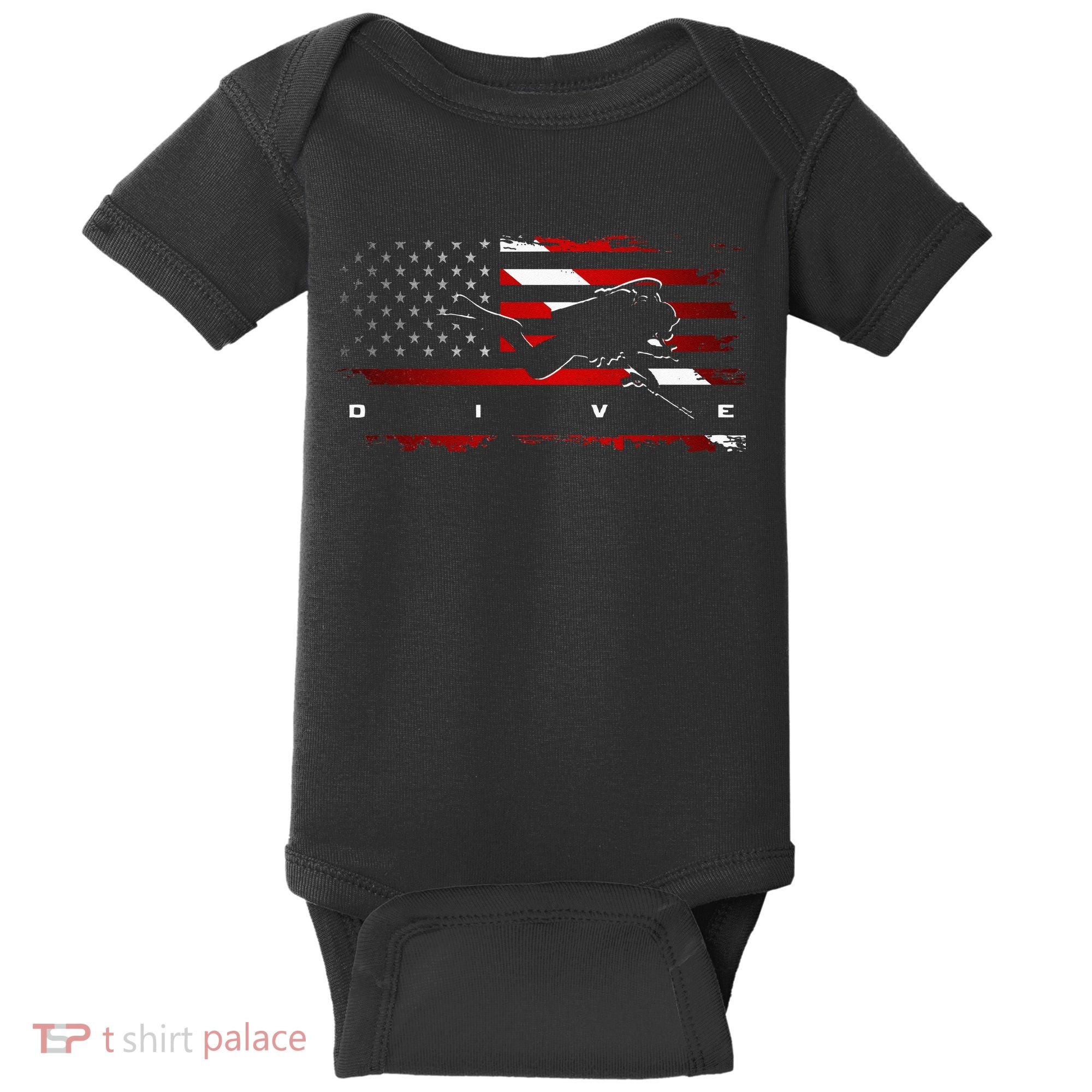 American Flag Scuba Diving Apparel Scuba Diving Baby Bodysuit