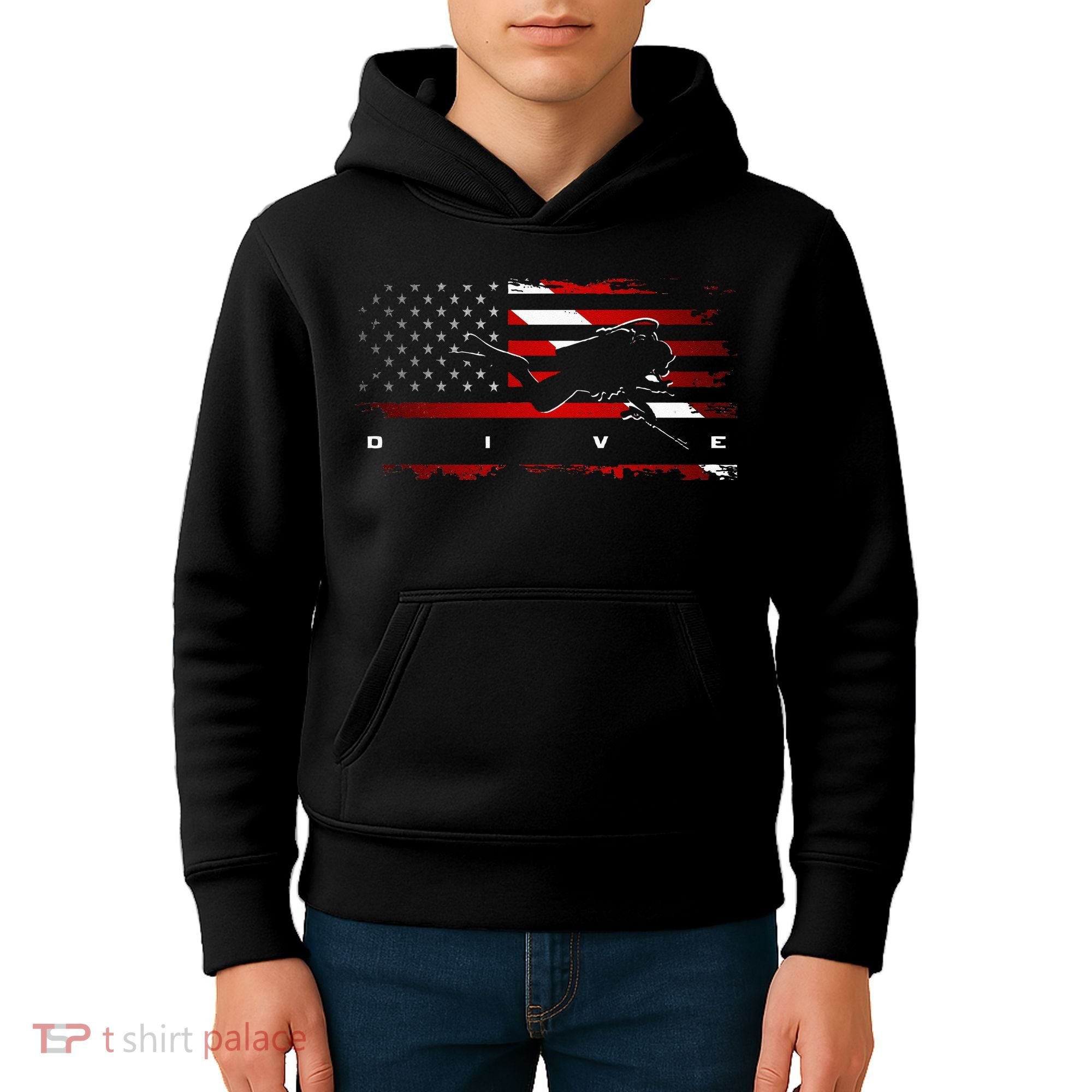 American Flag Scuba Diving Apparel Scuba Diving Kids Hoodie