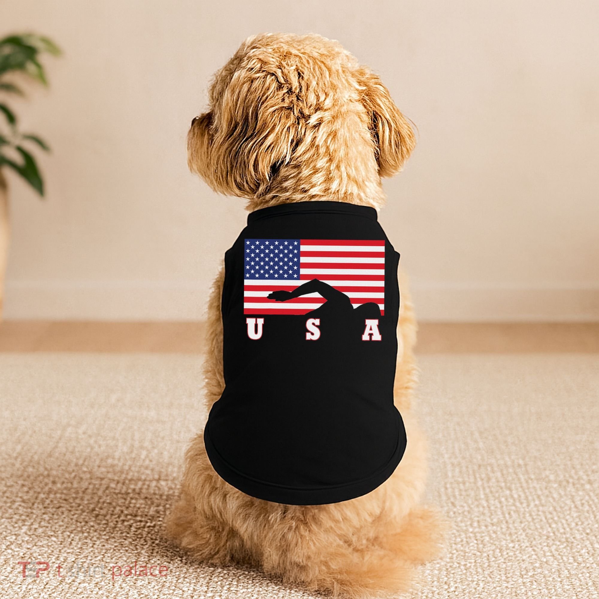 American Flag Swimming Usa Gift Doggie Tank