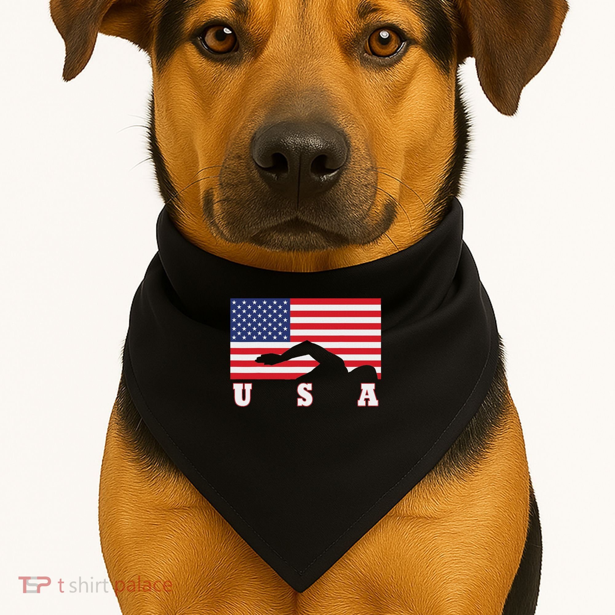 American Flag Swimming Usa Gift USA-Made Doggie Bandana