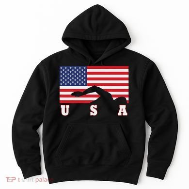 American Flag Swimming Usa Gift Hoodie