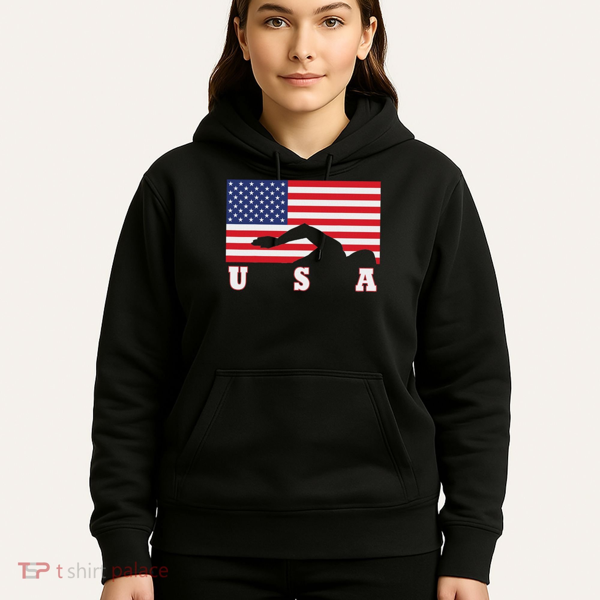 American Flag Swimming Usa Gift Hoodie
