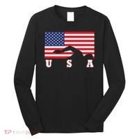 American Flag Swimming Usa Gift Long Sleeve Shirt thumb 0