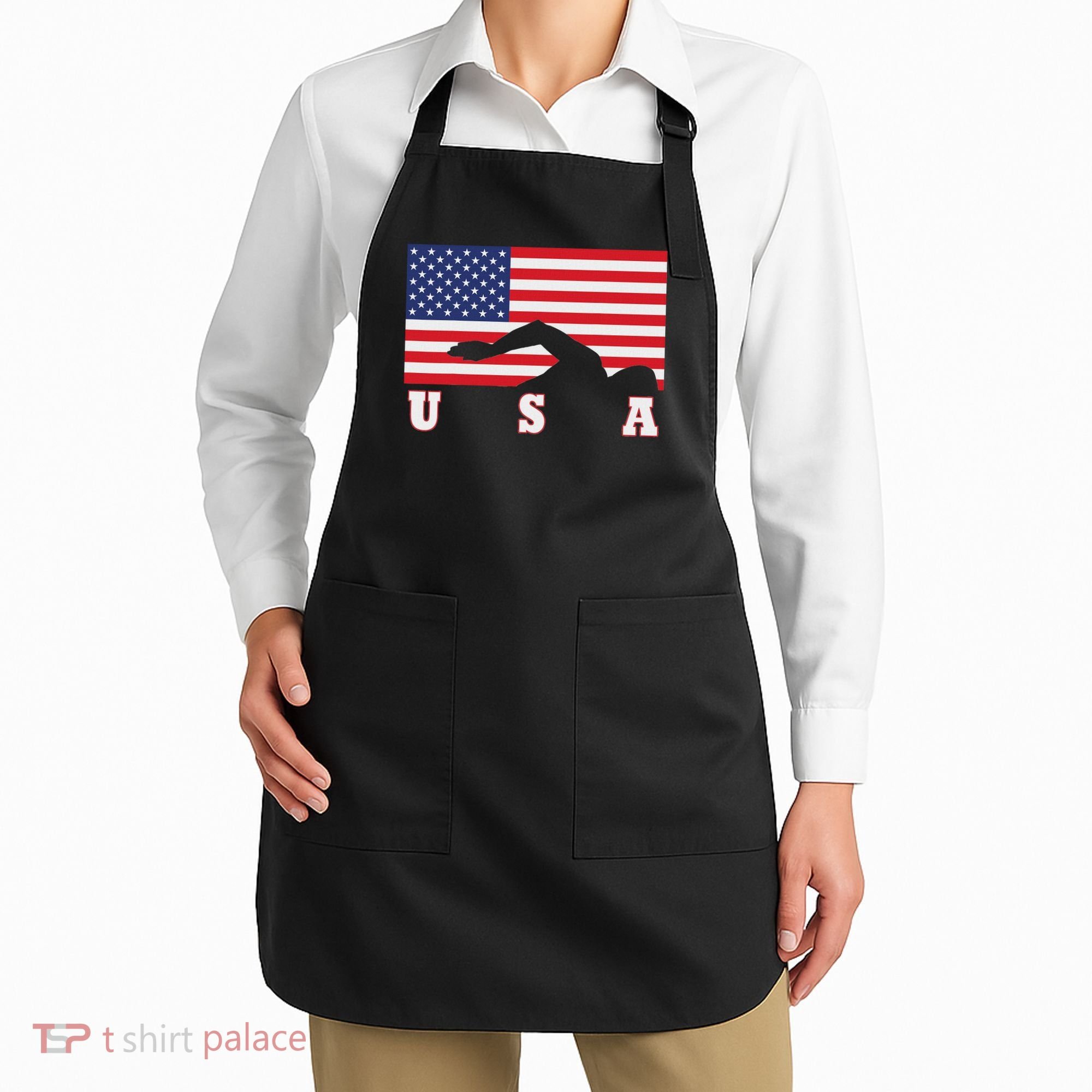 American Flag Swimming Usa Gift Apron