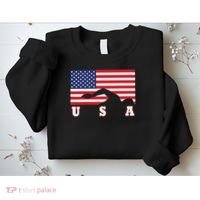 American Flag Swimming Usa Gift Sweatshirt thumb 2