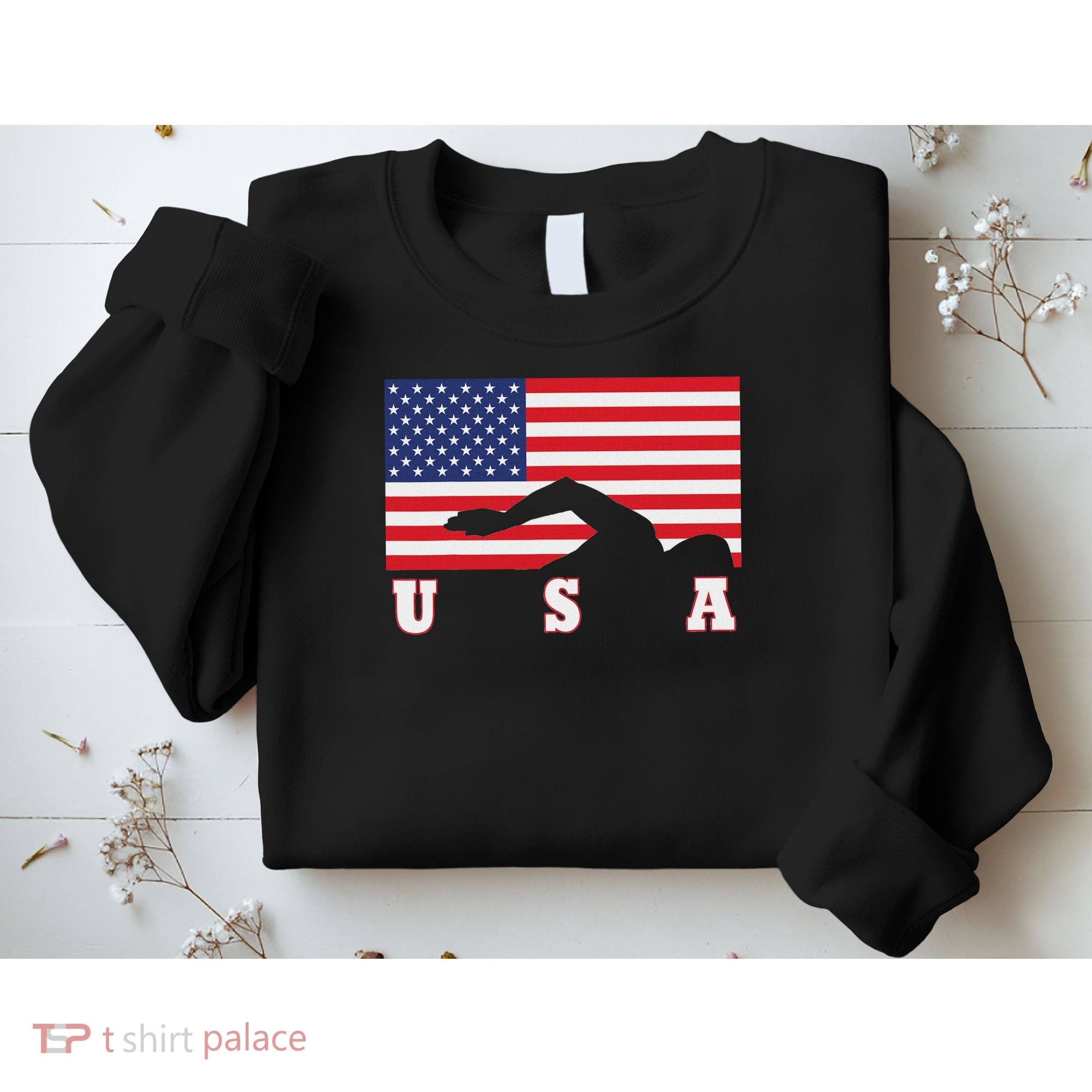 American Flag Swimming Usa Gift Sweatshirt
