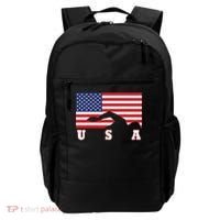 American Flag Swimming Usa Gift Backpack thumb 0