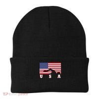 American Flag Swimming Usa Gift Beanie thumb 0