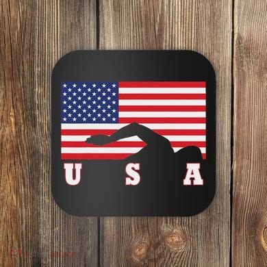 American Flag Swimming Usa Gift Coaster