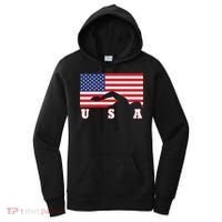 American Flag Swimming Usa Gift Women's Hoodie thumb 0