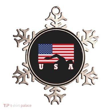 American Flag Swimming Usa Gift Ornament