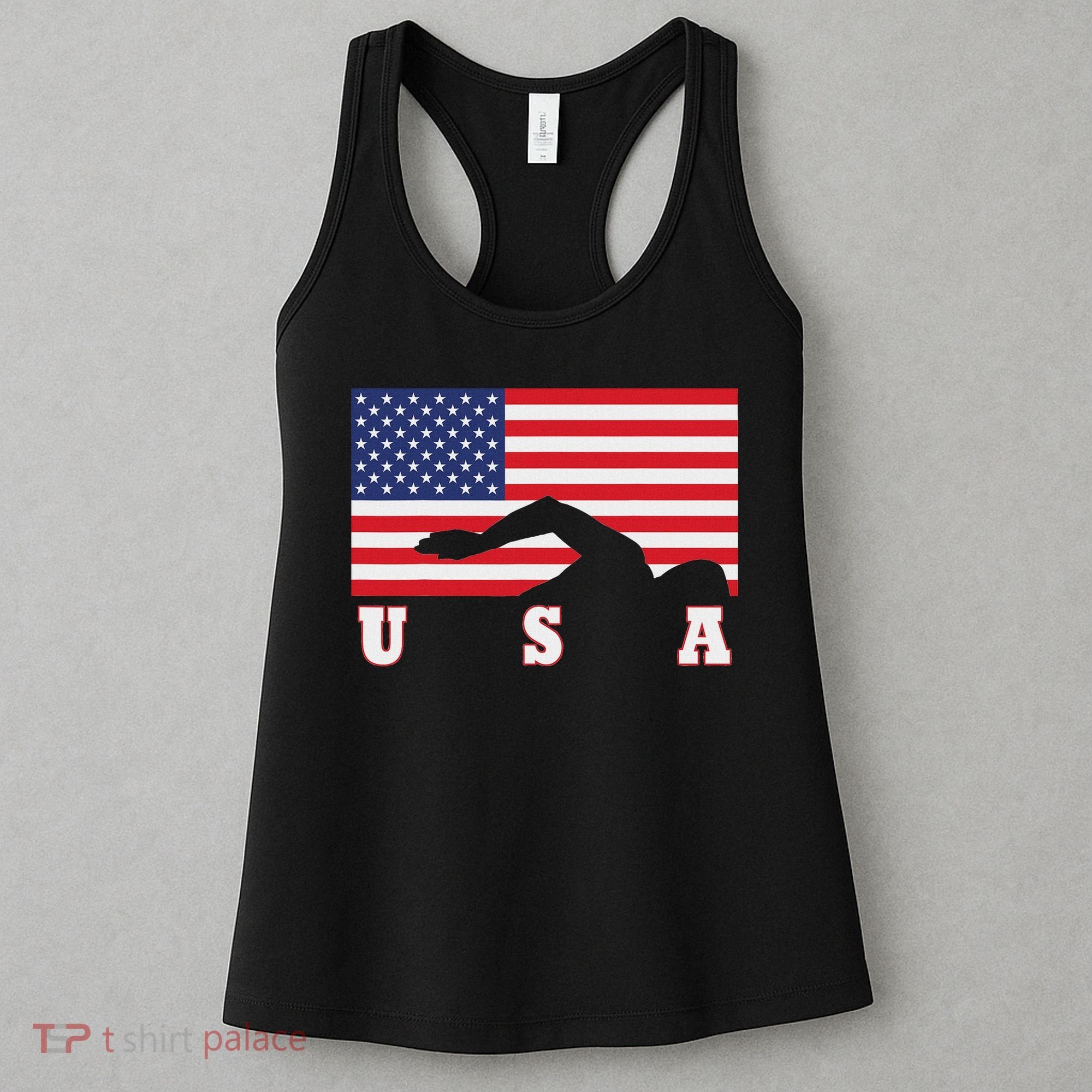 American Flag Swimming Usa Gift Women's Tank Top