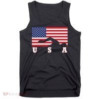 American Flag Swimming Usa Gift Tank Top thumb 0