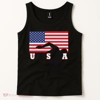 American Flag Swimming Usa Gift Tank Top thumb 2