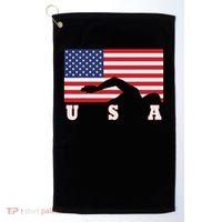American Flag Swimming Usa Gift Golf Towel thumb 0