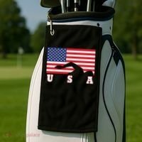American Flag Swimming Usa Gift Golf Towel thumb 2
