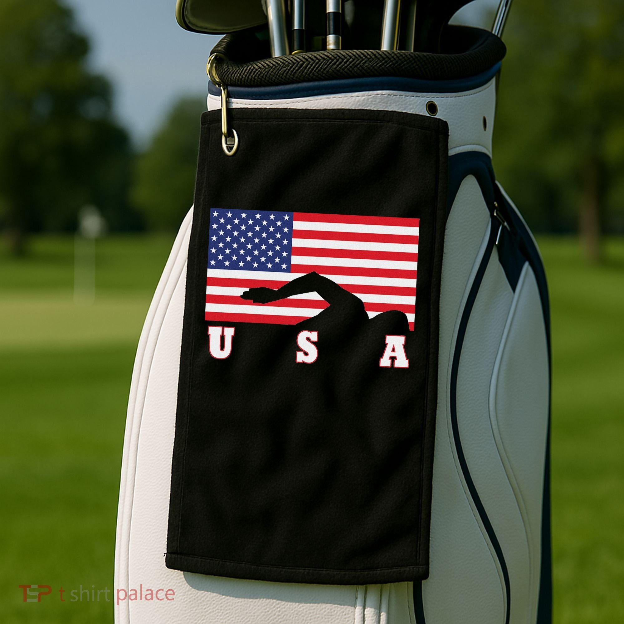 American Flag Swimming Usa Gift Golf Towel