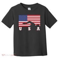 American Flag Swimming Usa Gift Toddler T-Shirt thumb 0