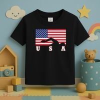 American Flag Swimming Usa Gift Toddler T-Shirt thumb 3