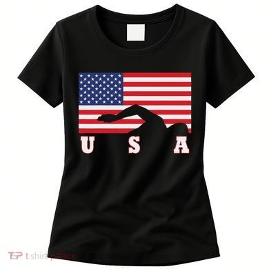 American Flag Swimming Usa Gift Women's T-Shirt