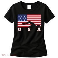 American Flag Swimming Usa Gift Women's T-Shirt thumb 0