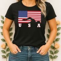 American Flag Swimming Usa Gift Women's T-Shirt thumb 2