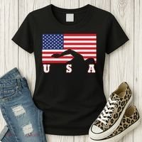 American Flag Swimming Usa Gift Women's T-Shirt thumb 3