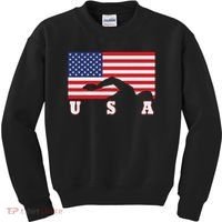 American Flag Swimming Usa Gift Kids Sweatshirt thumb 0