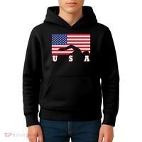 American Flag Swimming Usa Gift Kids Hoodie thumb 4