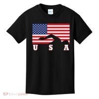 American Flag Swimming Usa Gift Kids T-Shirt thumb 0