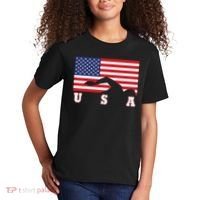 American Flag Swimming Usa Gift Kids T-Shirt thumb 2