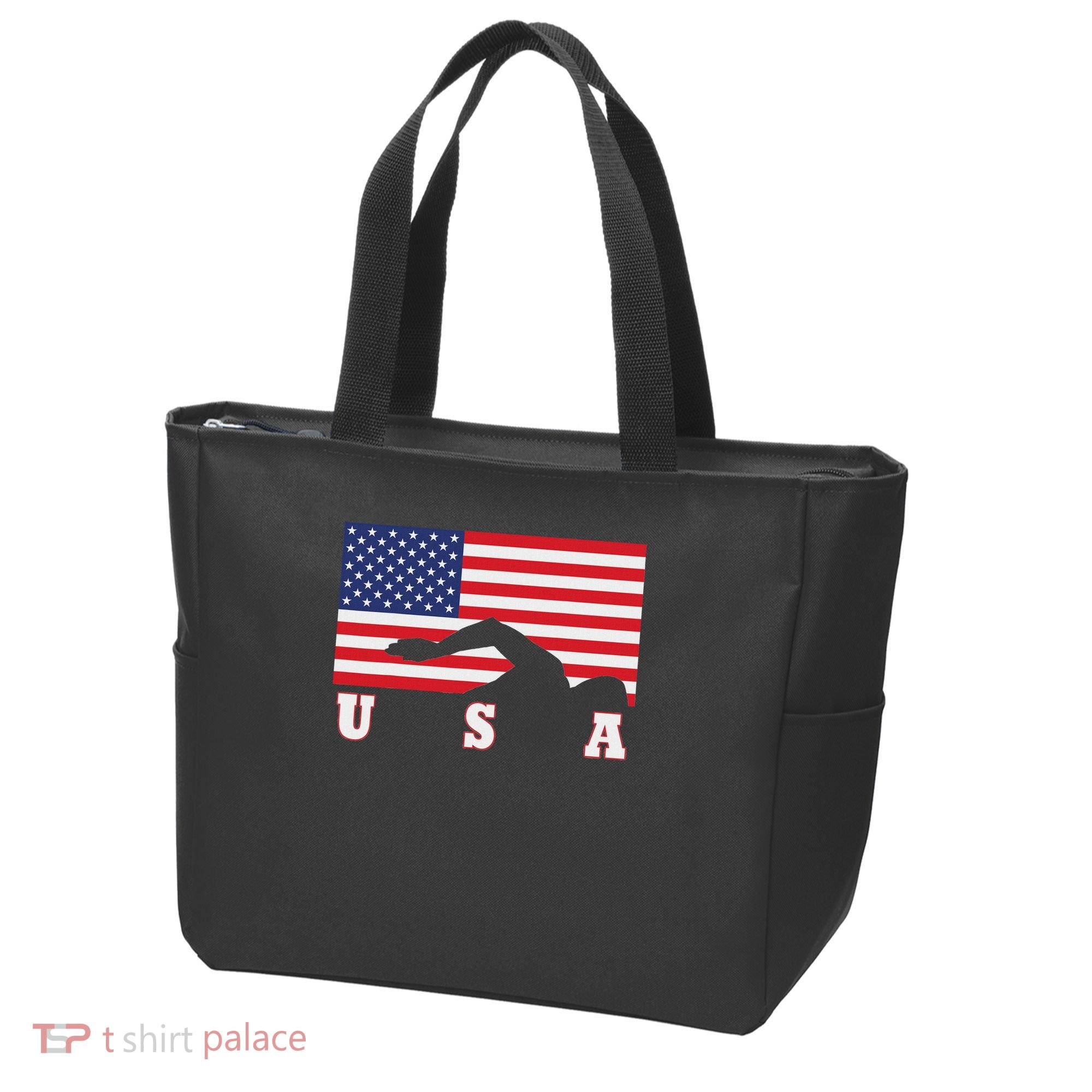 American Flag Swimming Usa Gift Tote Bag