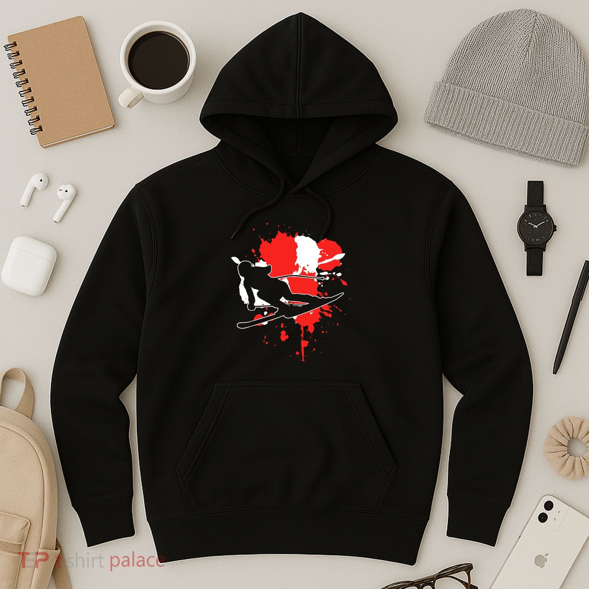 Austria Flag Skier Austrian Alpine Skiing Hoodie