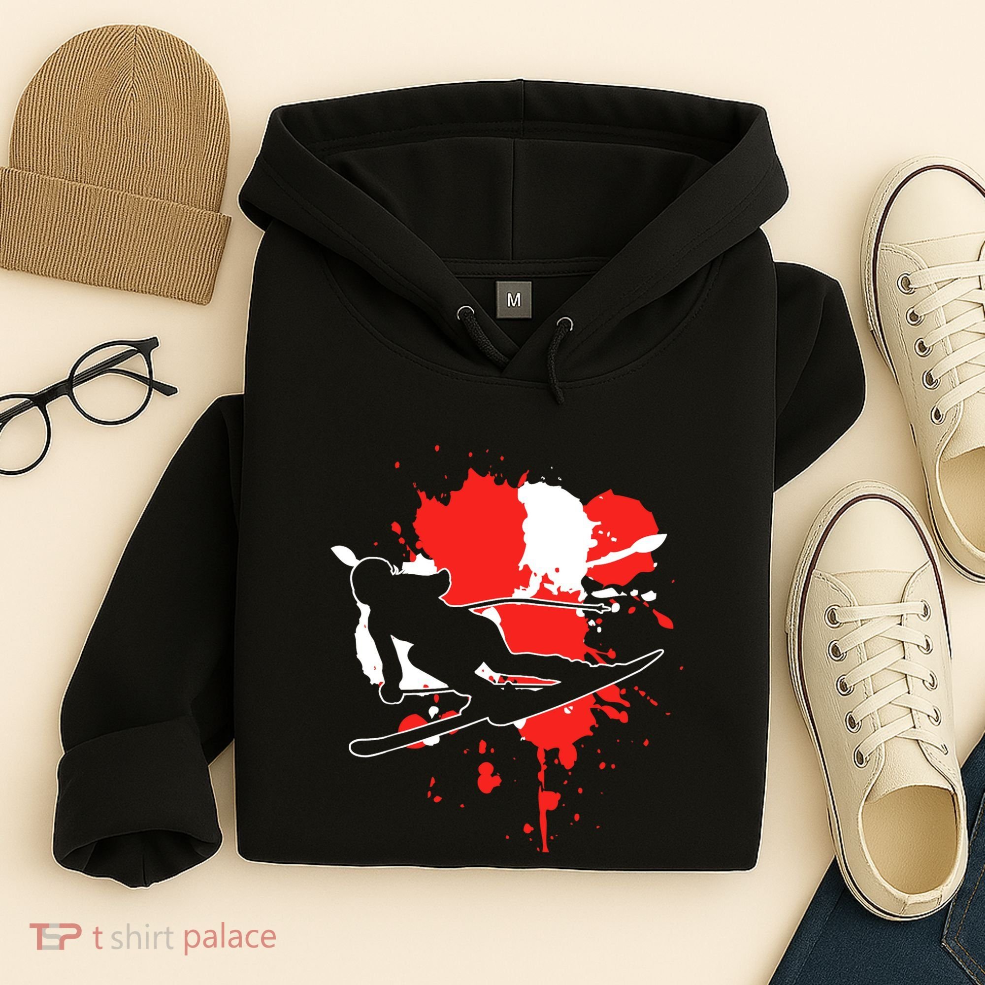 Austria Flag Skier Austrian Alpine Skiing Hoodie