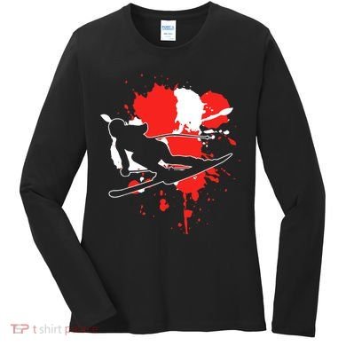 Austria Flag Skier Austrian Alpine Skiing Women's Long Sleeve Shirt