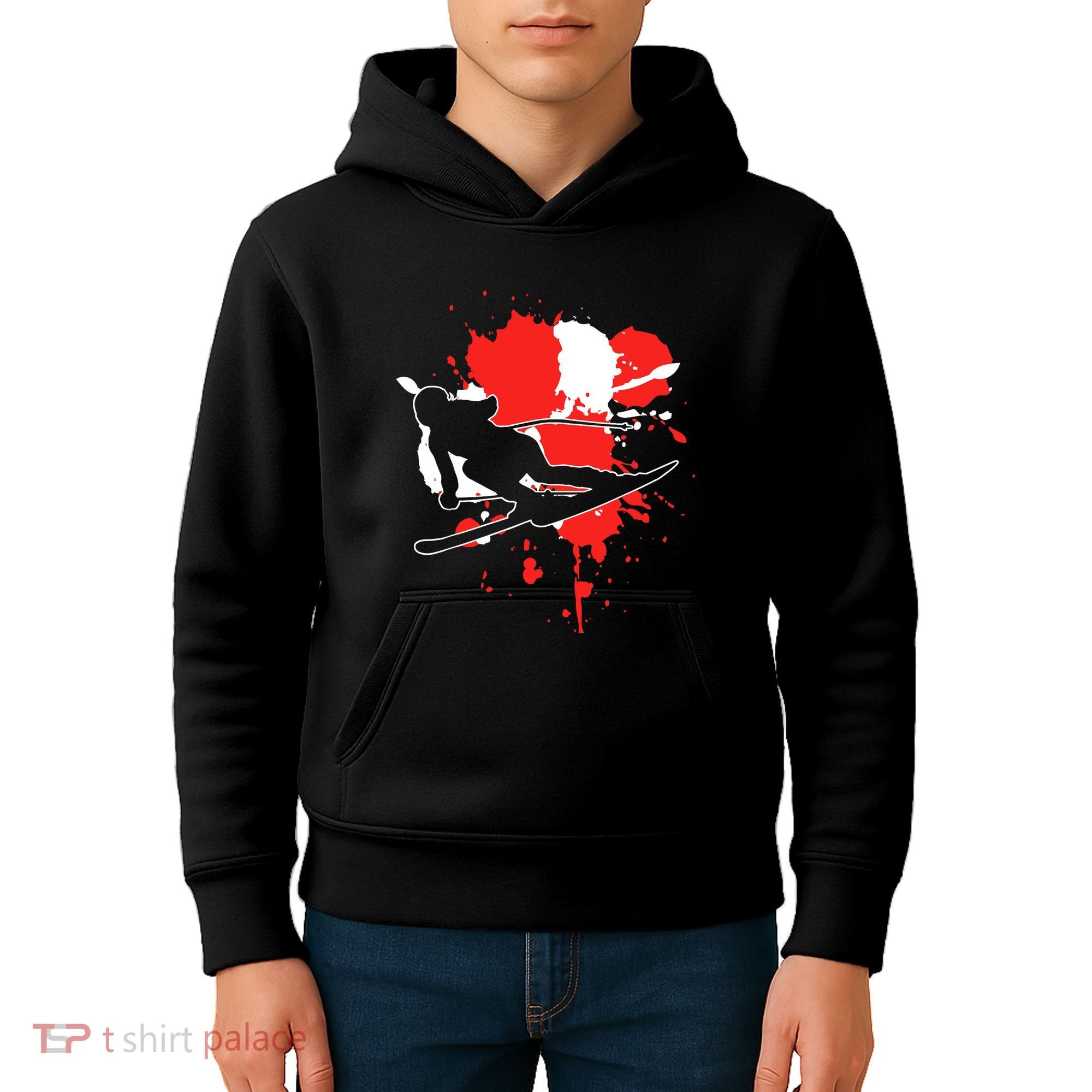 Austria Flag Skier Austrian Alpine Skiing Kids Hoodie