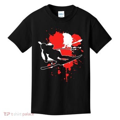 Austria Flag Skier Austrian Alpine Skiing Kids T-Shirt