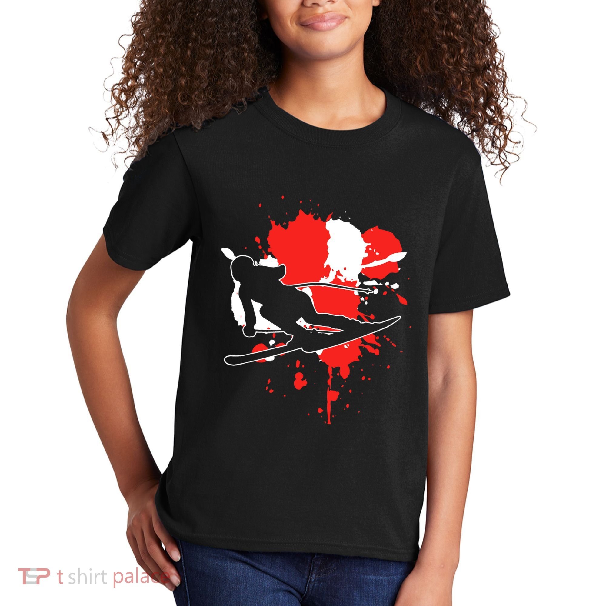 Austria Flag Skier Austrian Alpine Skiing Kids T-Shirt