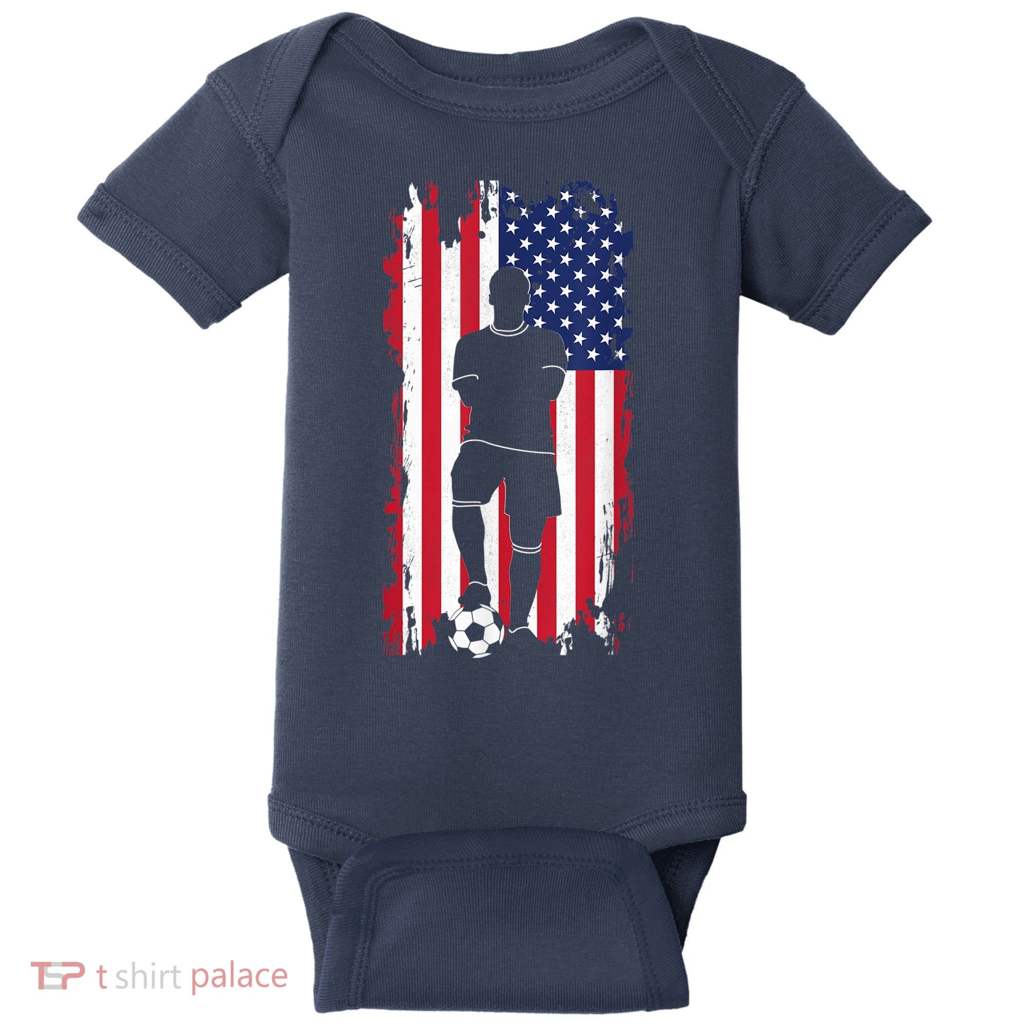 American Flag Soccer Apparel - Soccer Baby Bodysuit