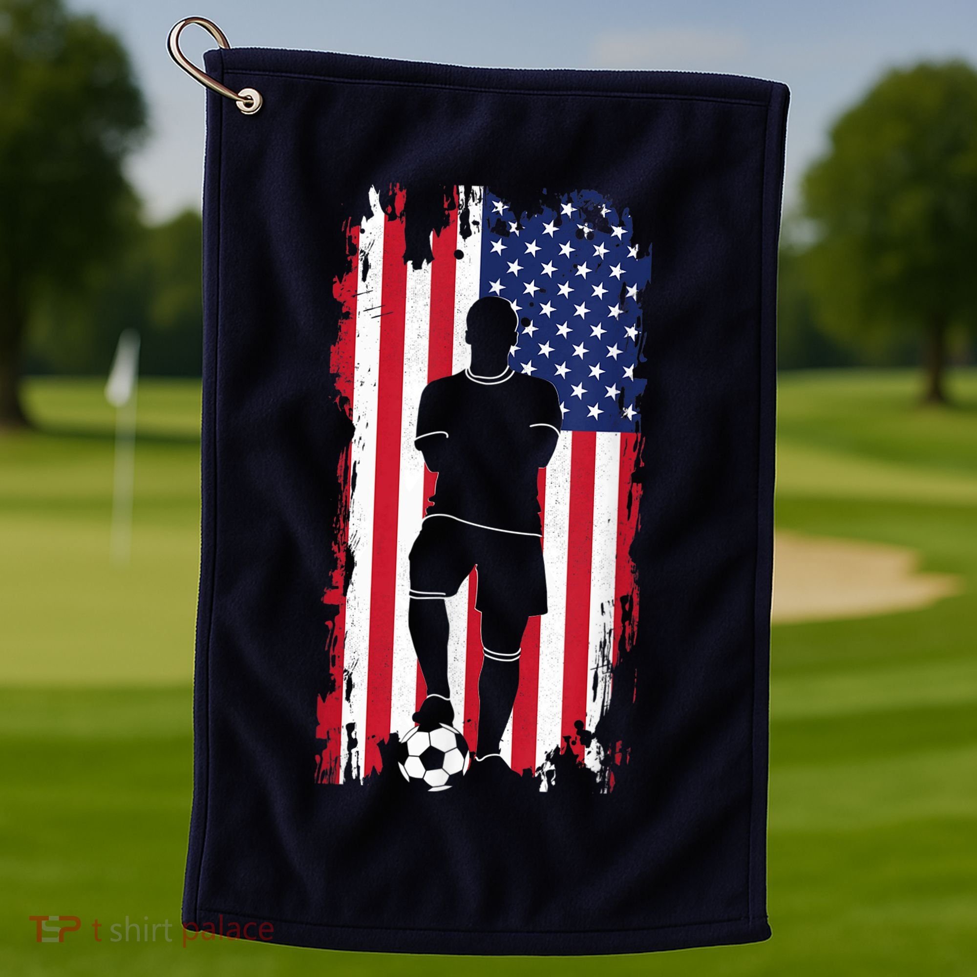 American Flag Soccer Apparel - Soccer Golf Towel