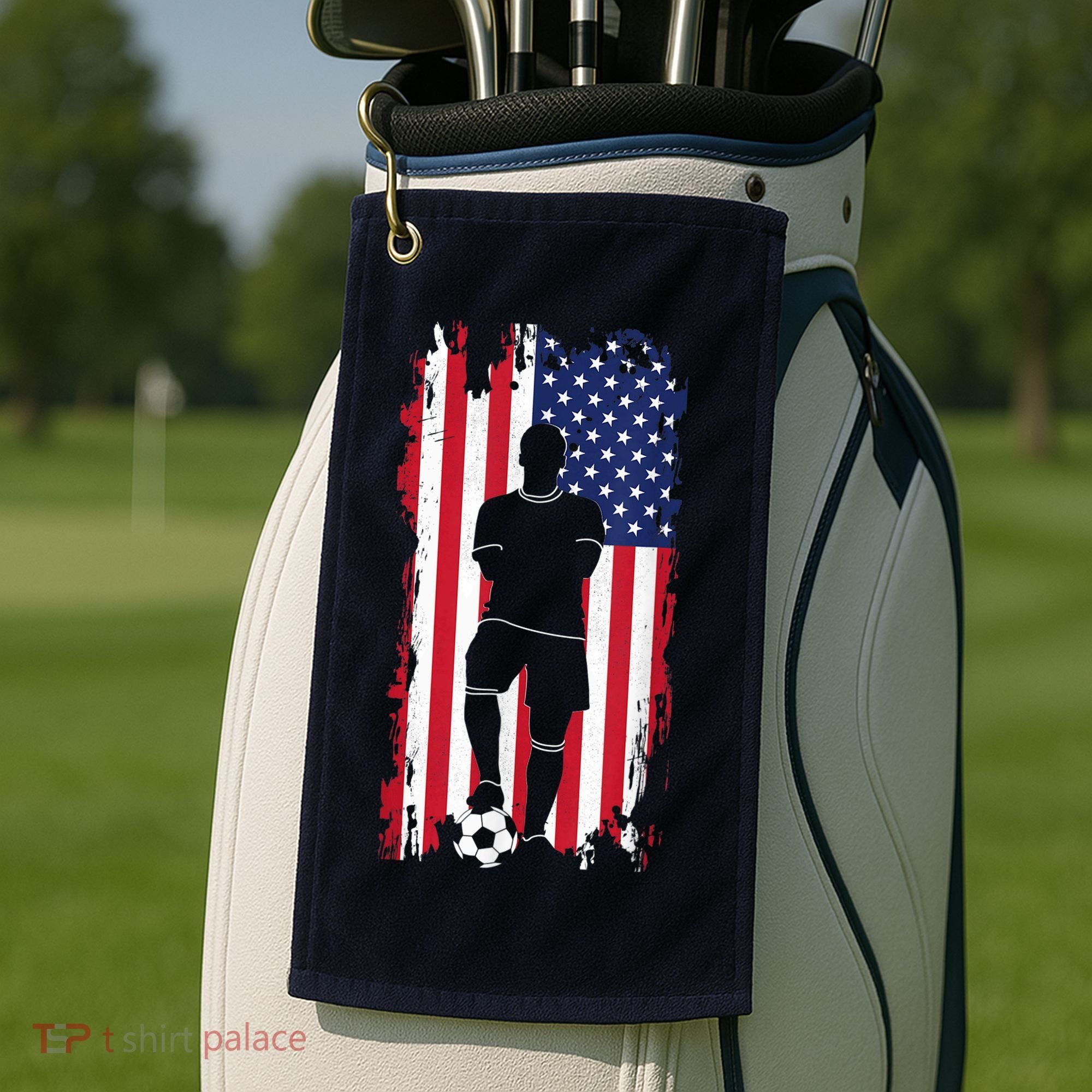 American Flag Soccer Apparel - Soccer Golf Towel