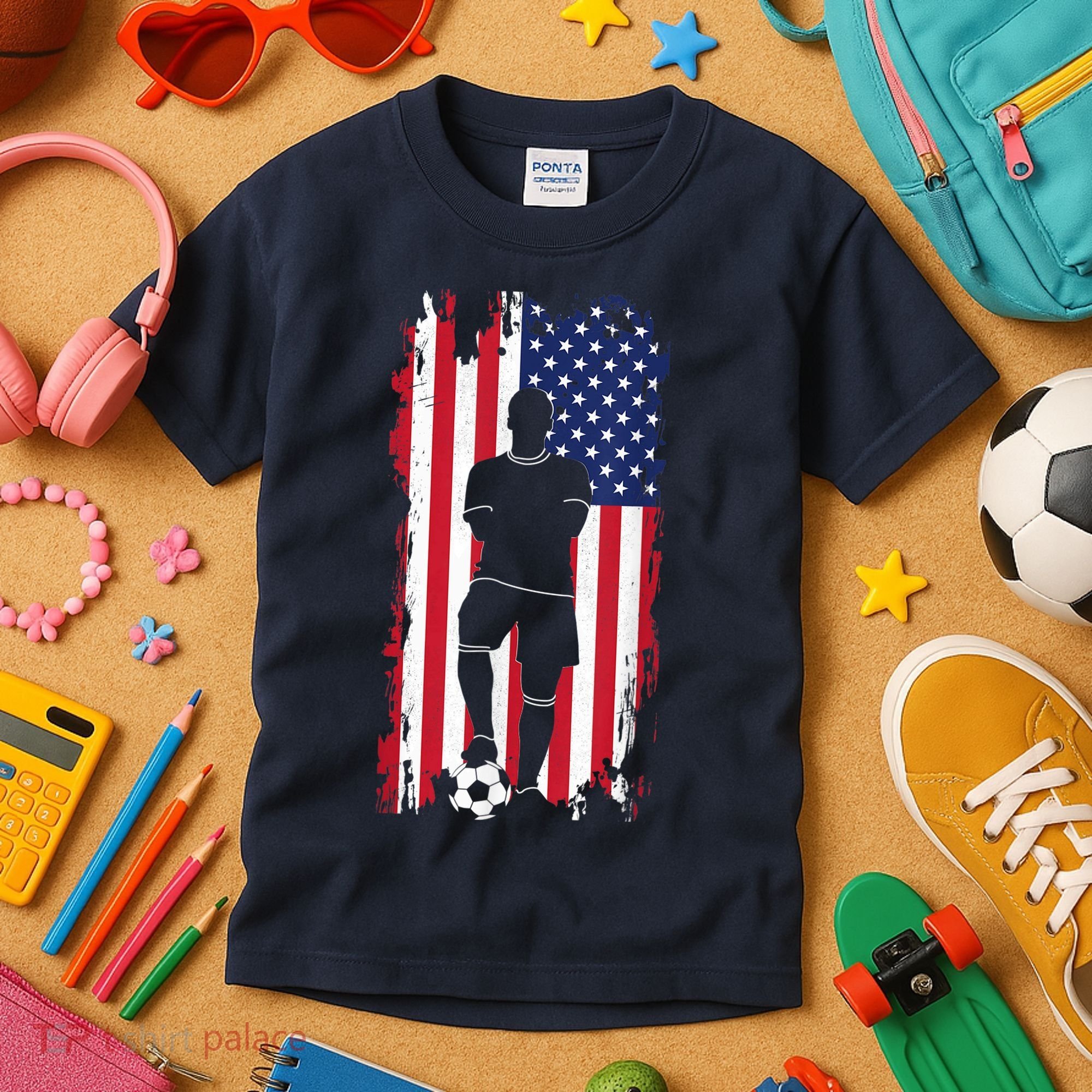 American Flag Soccer Apparel - Soccer Kids T-Shirt