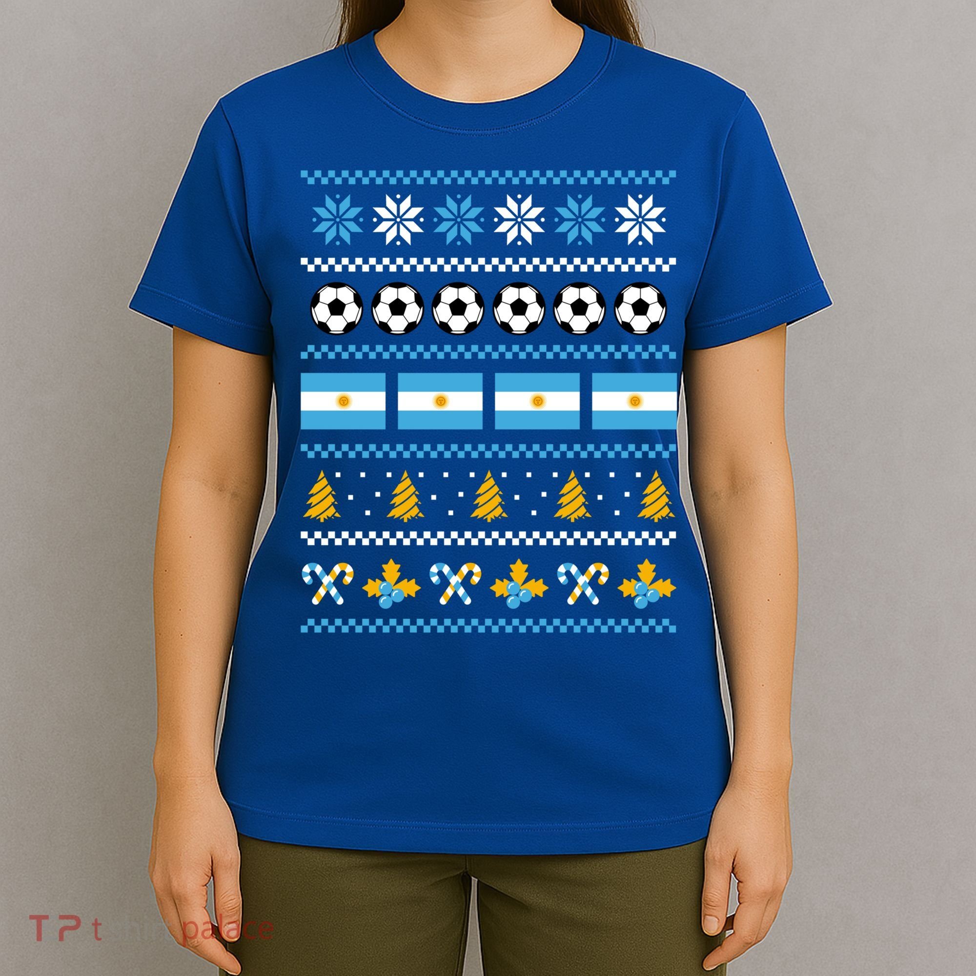 Argentinian Flag Soccer Ugly Christmas Sweater Argentina Cute Gift T-Shirt