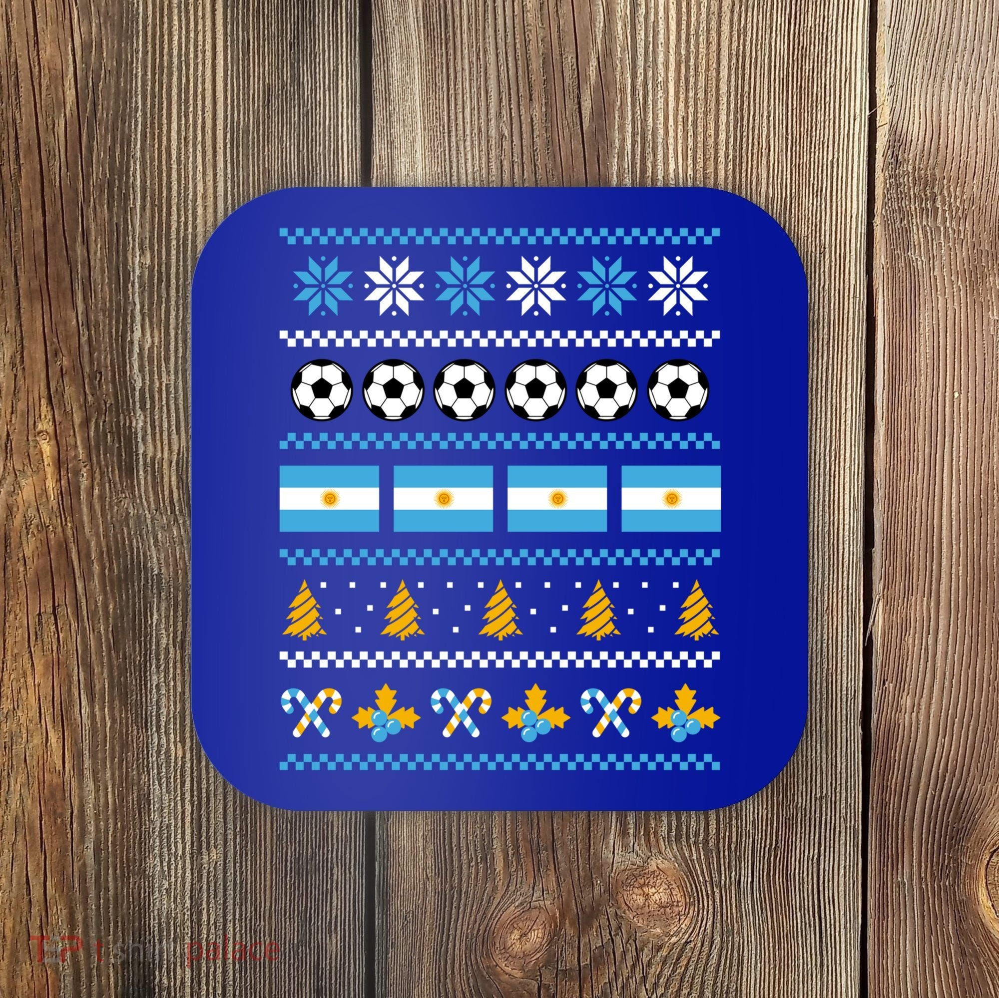 Argentinian Flag Soccer Ugly Christmas Sweater Argentina Cute Gift Coaster