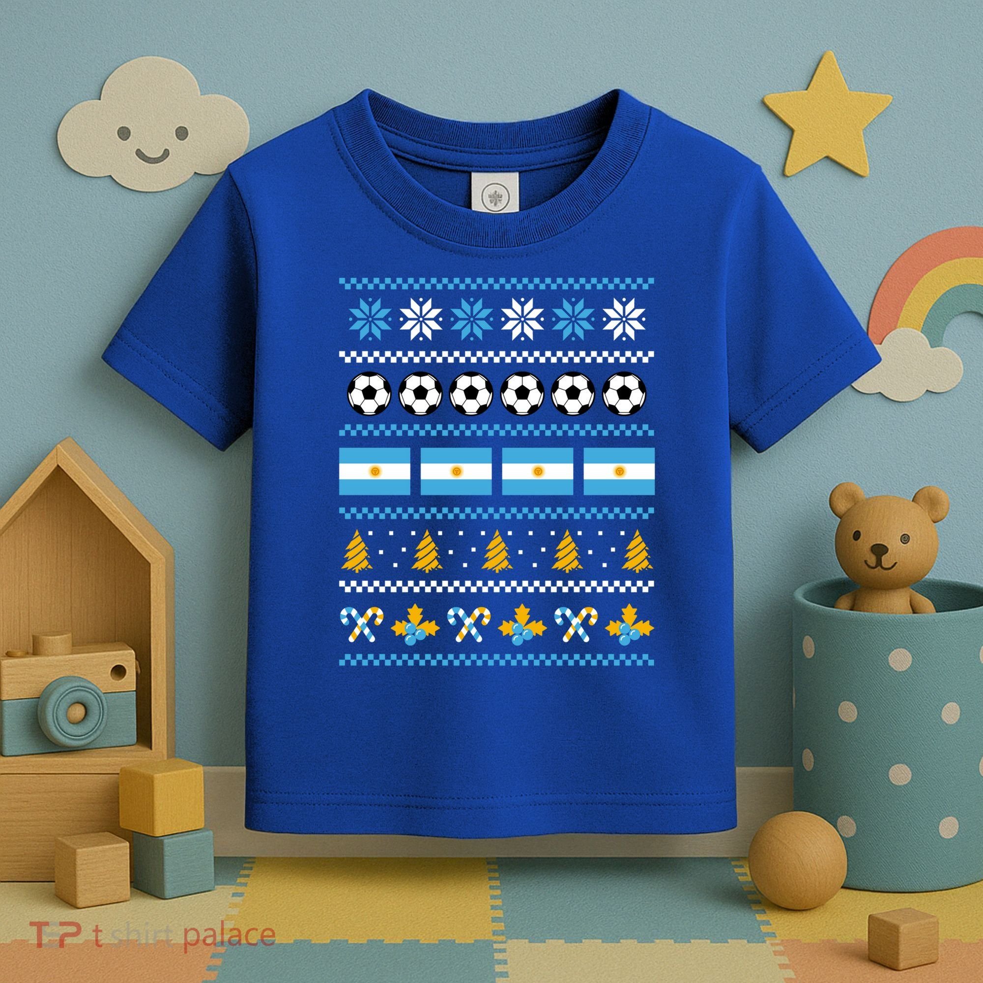Argentinian Flag Soccer Ugly Christmas Sweater Argentina Cute Gift Toddler T-Shirt